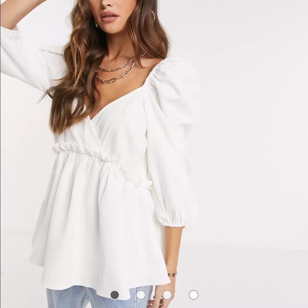 In The Style x Lorna Luxe Puff Sleeve Top - White